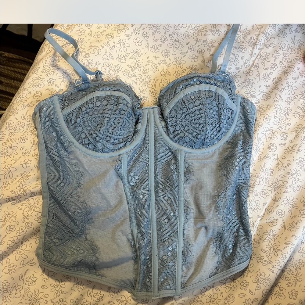 Garage Light Blue Lace Bustier Corset Top